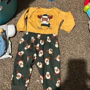 Moose Print Kids One Piece - Yellow and Green